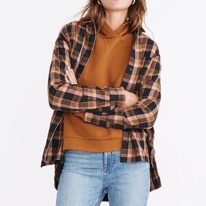 Madewell Flannel Oversized Ex-Boyfriend Shirt in Gideon Plaid Cotton Size Small
